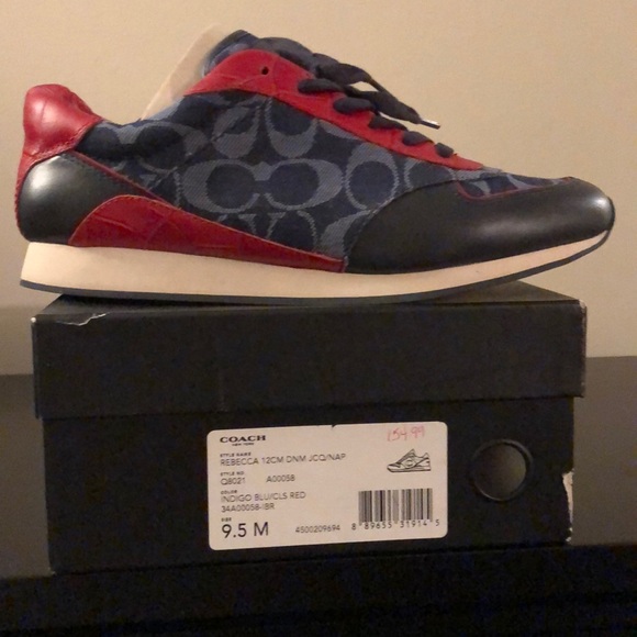 Like New! Rare Demin Coach Signature Rebecca- Demin and Red Python - Picture 1 of 3